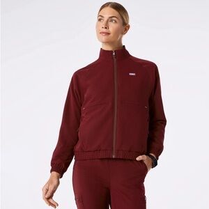 Figs Sydney Scrub Jacket Burgundy XS